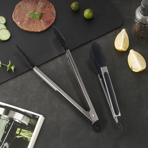 Conjunto de 2 pinças de cozinha de aço inoxidável resistentes ao ...