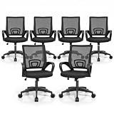 Office Chair, Ergonomic Mid-Back Mesh Desk Chair, 6 Pack, Black
