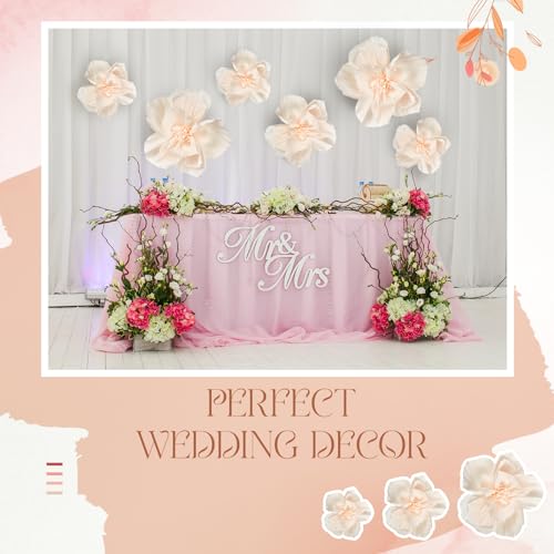 Image of Cholemy 24 Pcs Tissue Paper Flowers, Crepe Paper Flowers Decorations 8 inch 10 inch 12 inch for Wedding Party Baby Bridal Shower Carnival Party Birthday Nursery Wall Decor (Beige)