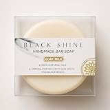 Savon Lait de Chèvre Artisanal BLACK SHINE | Naturel & Bio | Anti-Taches Solaire, Anti-Acné & Points Noirs | Nettoyant Visage et Corps Peaux Sensibles | Saponifié à Froid (Surgras) 4 pièces'