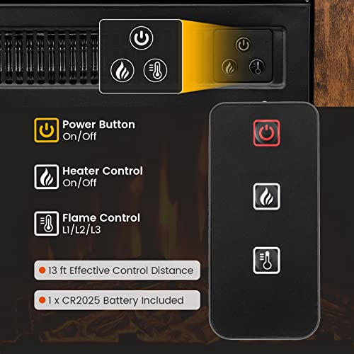 Costway Fireplace Corner Tv Stand For Tvs Up To 50 Inches, Modern Electric Fireplace Entertainment Center With Remote Control, 3 Brightness, Built-In Thermostat And Overheat Protection (Rustic Brown) #TOP7