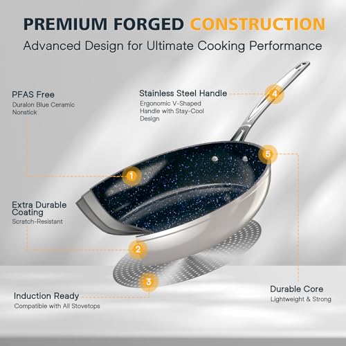 Image of Nuwave 3-Piece 8 inch, 10 inch, 12 inch Forged Lightweight Frying Pan Set