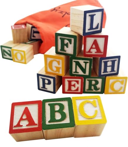 مكعبات خشبية بتصميم حروف إنجليزية متعددة الألوان من الصفوة