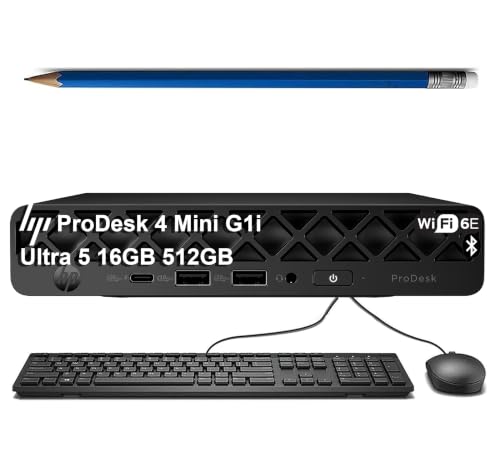 Image of HP ProDesk 4 Mini G1i Business Desktop AI PC (Intel Core Ultra 5 235T (> Ultra 7 165U), 16GB DDR5 RAM, 512GB SSD), MFF, 2x DisplayPort, Ethernet, HDMI, USB-C, Max to 3 Displays, WiFi 6E, Win 11 Pro