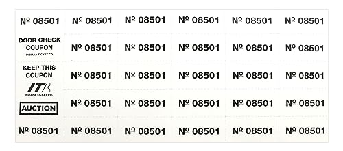 INDIANA TICKET CO. White 500 Sheet Auction Raffle Tickets for