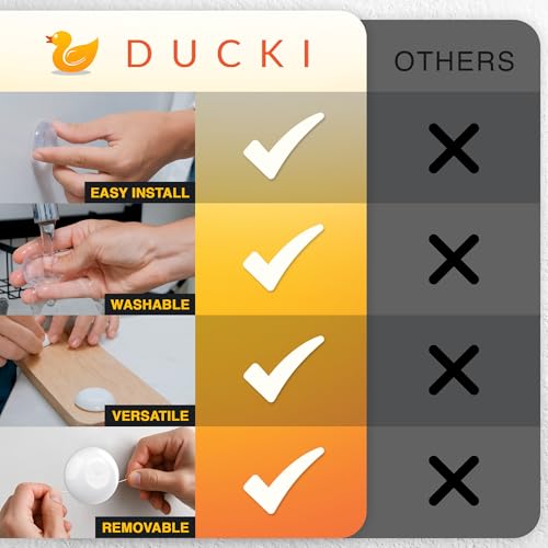 Image of Ducki Door Stoppers for Wall 1.5 inch (6 Pack Clear) Self Adhesive & Discreet Home Door Knob Wall Protector, Quiet Door Bumper with Secure Adhesive, Rubber Door Stops - Shock Absorbent Door Handle Stopper