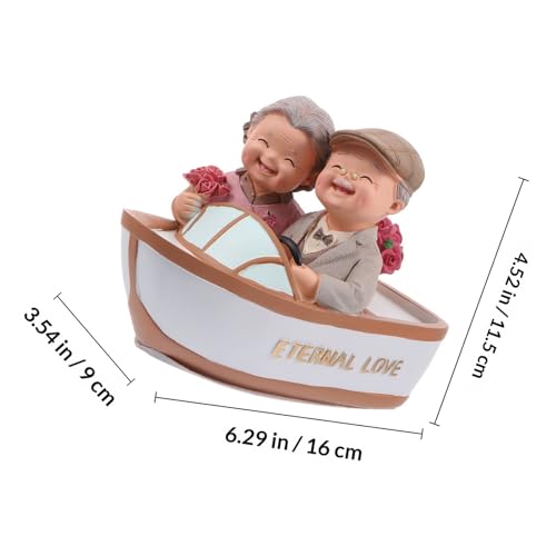 Figurine couple âgé en résine de 15cm pour décoration table mariage - 3