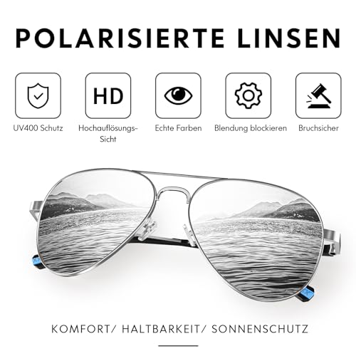 Pilotenbrille DADA-PRO Sonnenbrille für Herren und Damen, polarisiert