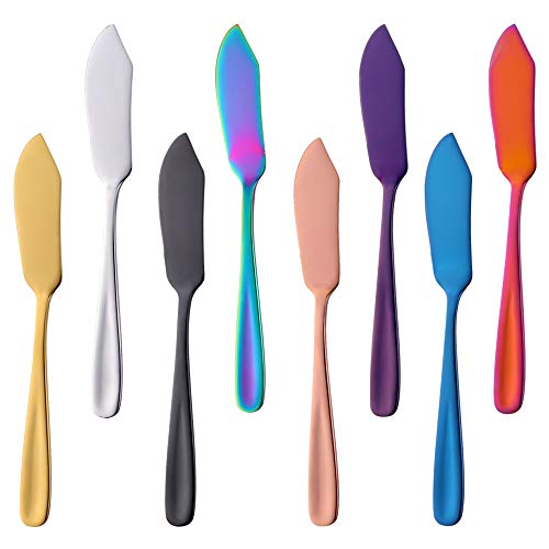 Do Buy - Set di 8 coltelli da Dessert in Acciaio Inox 18/10, per spalmare, per Colazione, Pane e Arachidi, Lunghezza 155 mm