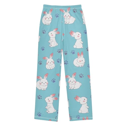 visesunny Boys' Pants Rabbit Footprint Soft Long Bottoms Elastic Waist Trousers Sweatpants with Pockets L