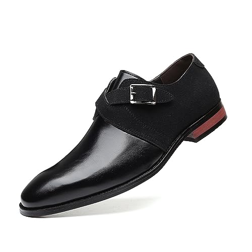 Men's Leather Oxford Dress Shoe Buckle Strap Low Top Walking Shoes Business Wedding Party Formal Shoes