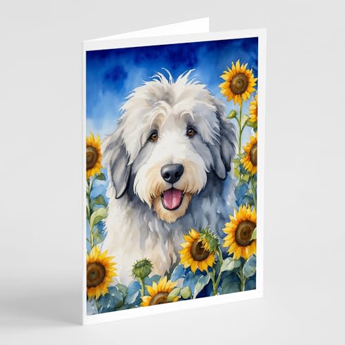 Old English Sheepdog in Sunflowers Card Pack