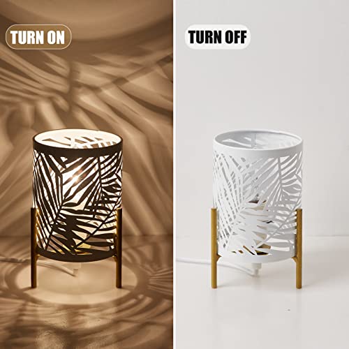 Lámpara de mesa decorativa con base trípode dorada y pantalla metálica blanca miniatura 3