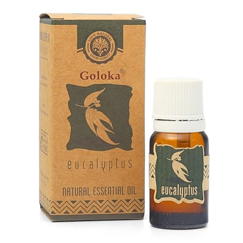 Goloka - Aceite esencial 100% natural para aromaterapia, ambientador, difusor, lámpara de fragancia, humidificador, velas perfumadas y jabones (10 ml, eucalipto)