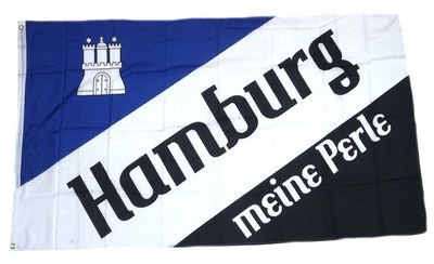 Preisvergleich Produktbild Fahne / Flagge Hamburg Meine Perle Wappen 90 x 150 cm