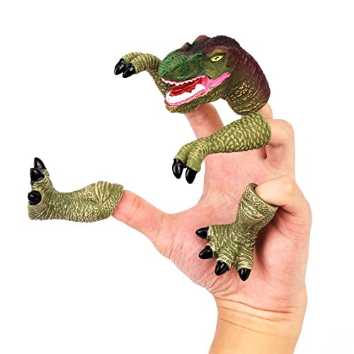 5 Stücke Fingerpuppe Dinosaurier Fingerhände Tier Winzige Hand mit Kopf und Füßen Gummi Dinosaurier Spielzeug Familie Fingerpuppen für Spielparty Pädagogische Spielzeuge Handpuppe Set(Tyrannosaurus)