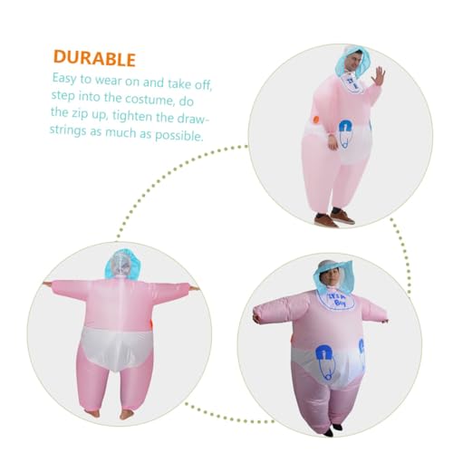 Costume gonflable de lutte rose adulte pour fêtes de déguisement et carnaval en polyester - 4