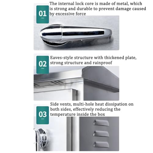 304 Stainless Steel Outdoor Electrical Junction Box, Weatherproof Wall-Mounted Enclosure with Mounting Plate for Secure Electrical Connections and Protection