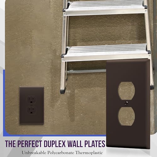 Image of ENERLITES Duplex Receptacle Outlet Wall Plate, Jumbo Electrical Outlet Covers, Gloss Finish, Oversized 1-Gang 5.51 inch x 3.50 inch, Polycarbonate Thermoplastic, 8821O-BR-10PCS, Brown, 10 Pack