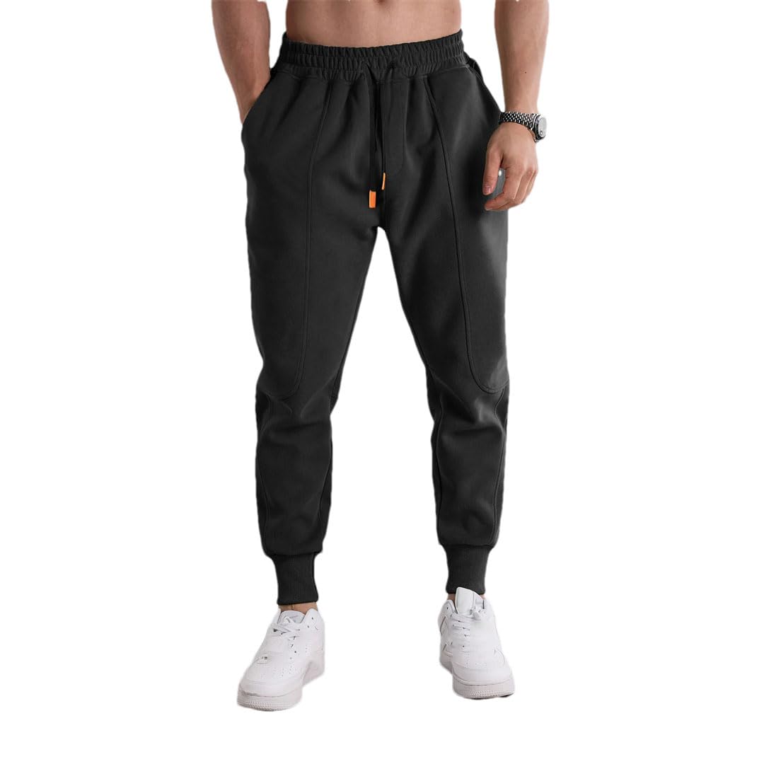 Mens Regular Fit Casual Sweatpants with Drawstring Waist Full-Length Sports Fitness Jogger Trousers