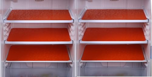 Image of Refrigerator Drawer Mat /Fridge Mat Set of 6 Piece (11.5 X 17.5 Inches) (Plain Orange)