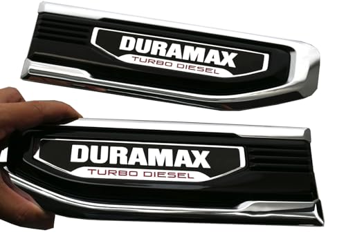 Image of Pair Set Turbo Diesel Emblems Side Vent Logo Compatible with 2020-2025 Sierra 1500 Dura-max Turbo Diesel Badge Kit 86532091 (Chrome)