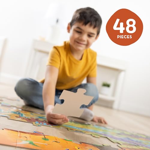 Melissa & Doug Land of Dinosaurs Jumbo Floor Puzzle 48-Piece Toy | 48 Wipe-Clean Pieces, Over 4 Feet Long, Search & Find Game, Educational Floor Puzzle Play, Learning Toys for Kids, Ages 6+ - image 8