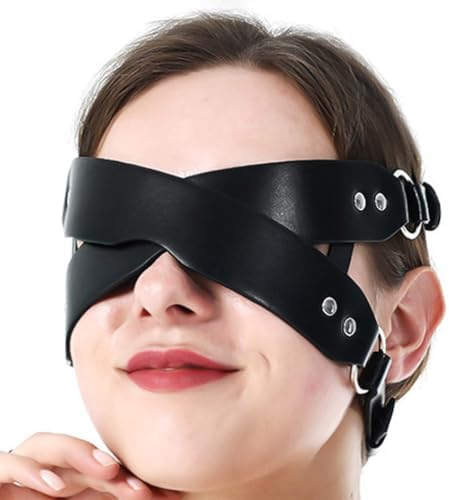 Nicute Women Leather Masquerade Mask Halloween Black Eye Mask for Cosplay Party Mask Costume Accessory