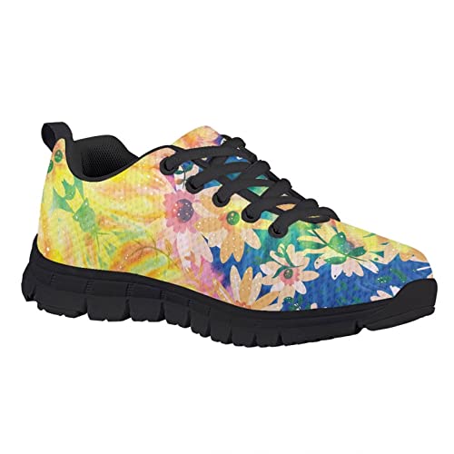 HUIACONG Sunflower Kids Lightweight Anti-Skid Sneakers Colorful Oil Style Girls Running Sport Shoes foe Size 5 Boys Lacing Trainers Children Athletic Tennis Shoes2