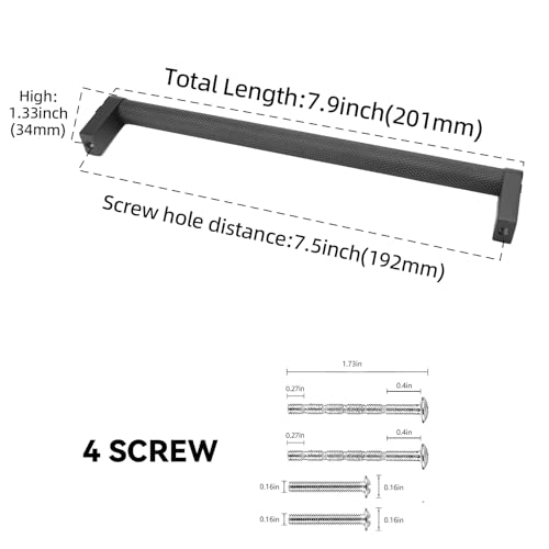BUKOBYHE 30 Pack 7-1/2 Inch Matte Black Kitchen Cabinet Handles Knurled Cabinet Pulls Black Drawer Pulls Kitchen Hardware by BUKOBYHE - Used condition - Image 3