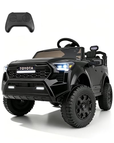 Blitzshark 2026 NEW 24V Licensed Toyota Tacoma Model 2 Seater Ride On for Toddlers 3-8, Battery Powered Kids Electric Car to Drive with Remote Control, 3 speeds, Spring Suspension, Black