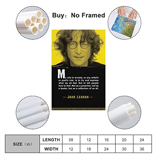 John Lennon Poster vintage sur toile sans cadre pour décoration murale 50 x 75 cm - Les Beatles, Paul McCartney, John Lennon, RIngo Starr, George Harrison John Lennon Poster vintage sur toile sans cadre pour décoration murale 50 x 75 cm – Image 3