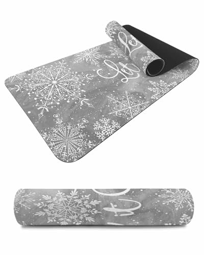 Debedcor Heat Proof Table Pads Waterproof Decorative, Gray Snowflake Christmas Non-Slip Table Countertop Protector, Winter Watercolor Xmas Insulation Mat for Dining Room, 48 x 12 Inches