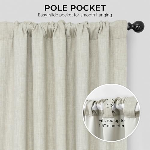 Image of HPD Half Price Drapes - Faux Linen Curtains for Living Room (2 Panels) - 50W X 108L - Textured Room Darkening Curtains for Bedroom 108 Inches Long - Drapes for Home Decor, Oatmeal