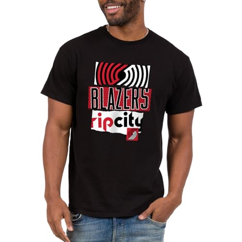 Junk Food NBA - Portland Trail Blazers - Ripped Logos - Officially Licensed Adult Short Sleeve Fan Tee for Men and Women