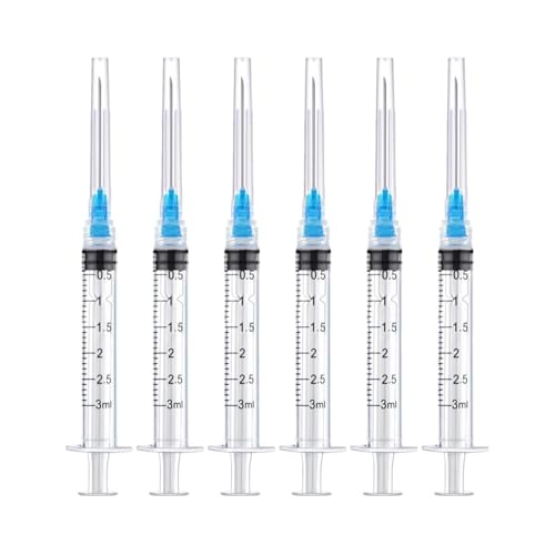 10 Pack 3ml/cc Disposable Luer Lock Lab Syringes with 23Ga 1.5 Inch Needle , Individually Sealed Packed