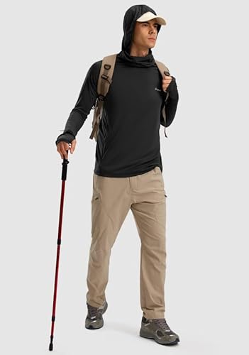 Pudolla Men'S Sun Protection Hoodie Upf 50+ Fishing Hiking Shirt Uv Shirts With Mask For Men Long Sleeve Lightweight thumb #5