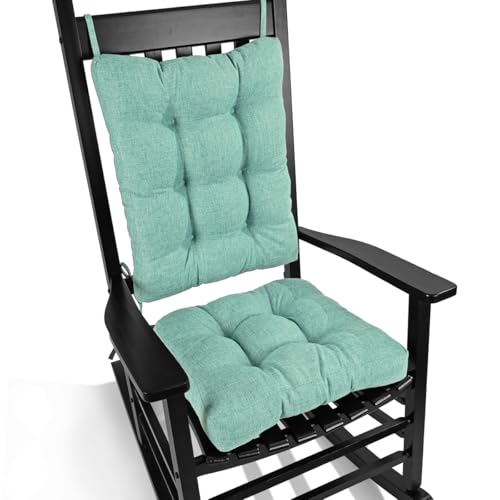 Cushion Set For Rocking Chair, Back Pillow & Seat Cushion With Ties, Original Woven Fabric Non-slip Chair Pads For Elderly Sitting, Light Green