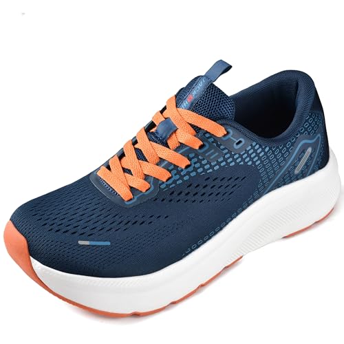 JACKSHIBO Wide Toe Box Shoes for Men Arch Support Shoes Wide Width Sneakers for Running Walking Athletic Tennis Orthopedic Plantar Fasciitis Workout with Thick Cushioned Zero Drop Sole Navyblue