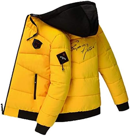 Winter Parka Men Thick Hooded Jacket Trend Warm Harajuku Coat Male Casual Zipper Jackets Windproof Outwear 616 Yellow XXXL