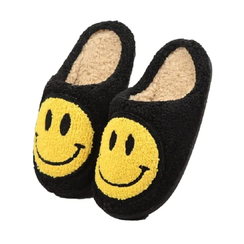 Herren Damen Smiley Hausschuhe│Warme Lustig Plüsch Pantoffeln Für Jungen Mädchen│Weiche Flauschige Plüsch Smiley Face Slippers│Anti Rutsch Komfortabel Cover