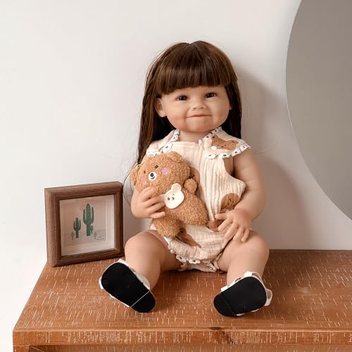 Brastoy Bebê Reborn Boneca Silicone Menina Garota do Sorriso Original 55cm Pode Dar Banho