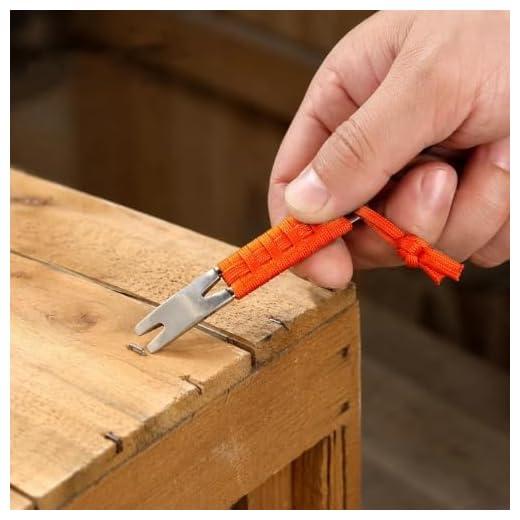 Paracord Wrapped Mini Stainless Steel Pry Bar Pocket Crowbar Keychain Multi Tool
