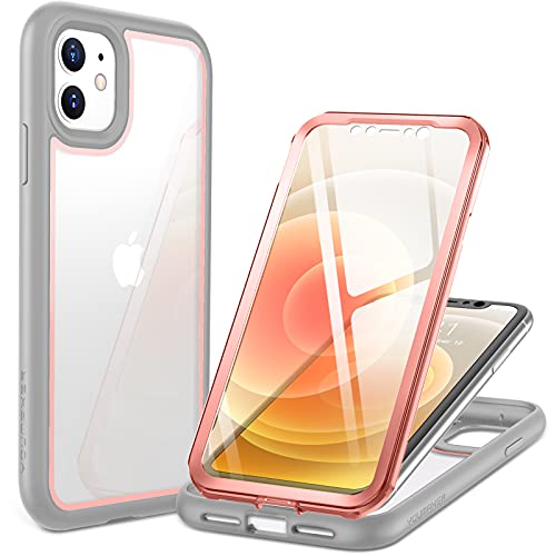 Youmaker Design For Iphone 11 Case, Clear Built-In Screen Protector Full Body Rugged Heavy Duty Protection Slim Fit Iphone 11 Phone Case 6.1 Inch - Rose #TOP8
