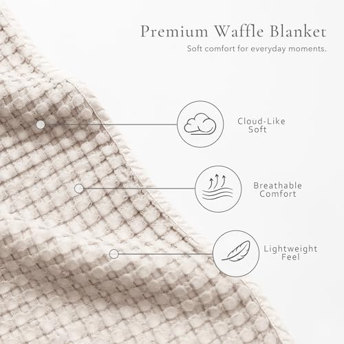 Image of Konssy Waffle Baby Blanket for Boys & Girls, Soft Newborn Swaddle Blanket | Waffle Knit, Cozy Crib Blanket Neutral for Nursery, Stroller & Toddler Bed, Machine Washable, 41 inch x 37 inch(Oat)