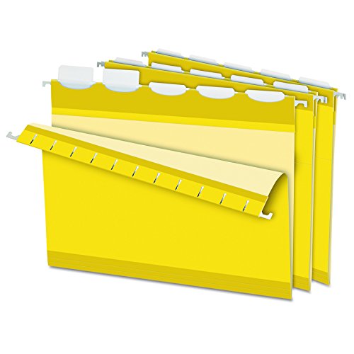 Pendaflex Ready-Tab Reinforced Hanging Folders, Letter Size, Yellow, 5 Tab, 25/BX (42624)