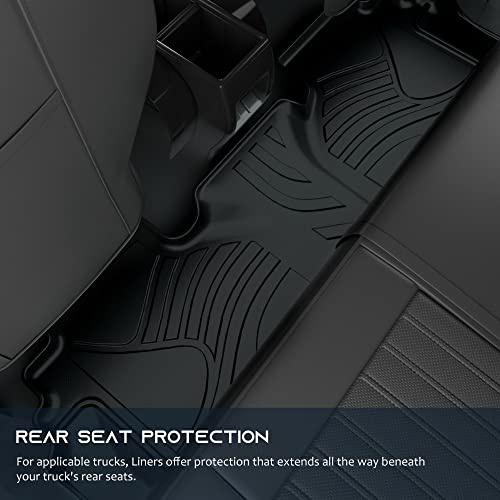 Aslong Car Floor Mats Custom Fit For 2019-2023 Chevrolet Silverado 1500 Crew Cab/Gmc Sierra 1500 Crew Cab, 24/7 Guard Auto Liner Mats Automotive Waterproof Front/Rear Full Set Floor Liners, Black #TOP3