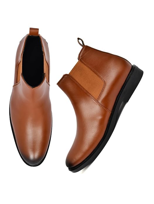 Image of Men's Premium Synthetic Leather Slip-On Formal Shoes for Men | Classic Ankle Boots with Anti-Slip Sole | Office, Party & Casual Wear