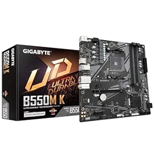 GIGABYTE B550M K Placa Base – Procesadores AMD Ryzen 5000, hasta 4733 MHz DDR4, 1xPCIe 4.0 + 1xPCIe 3.0 M.2, LAN 1GbE, USB 3.2 Gen 1
