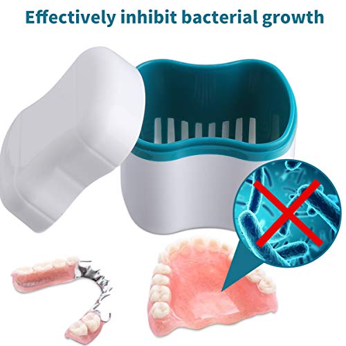 Denture Bath Case With Basket Denture Bath Cleaning Box Container Soaking Cup Cleaner Retainer Case Holder For Dentures For False Teeth (B) #TOP2